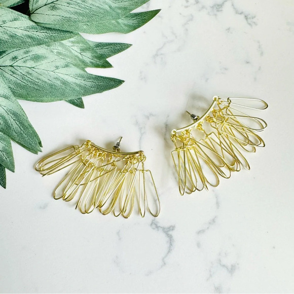 2/$30🌵 Gold Loop Tassel Fringe Earrings Arch Boho Jewelry Trendy Gift NEW - Picture 5 of 9